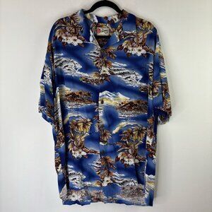 Hilo Hattie Hawaiian Shirt Mens XL Floral Ukulele Short Sleeve Button Down